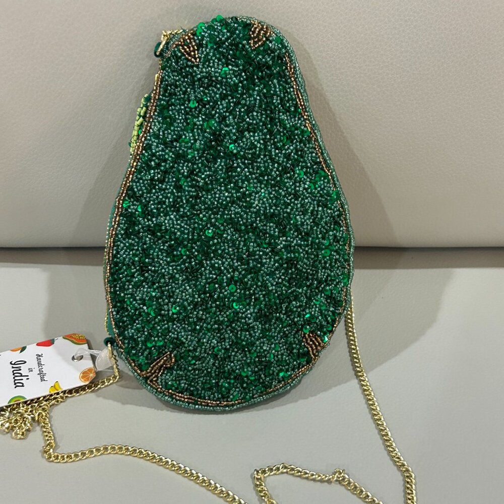 Avocado Beaded and Jeweled Bag Handcrafted in India Crossbody Clutch NWT - Picture 5 of 7